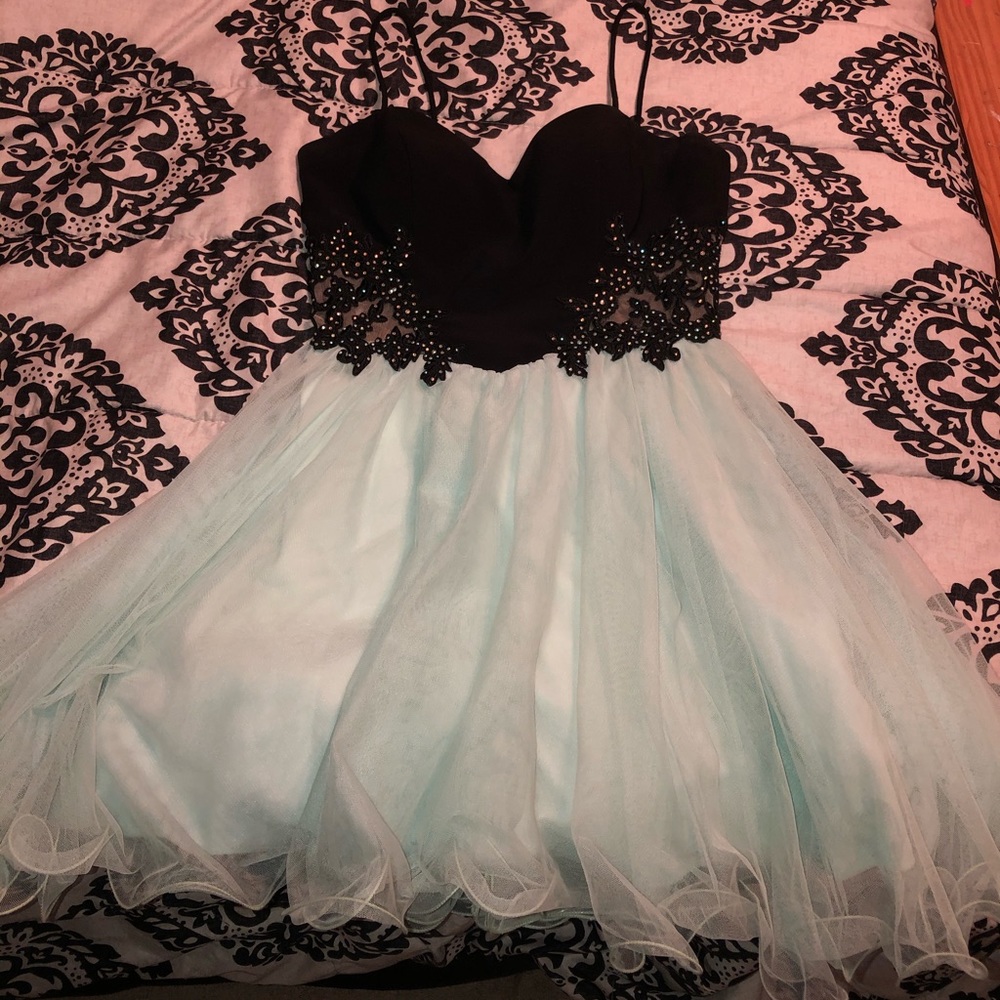 Black/mint/teal homecoming dress